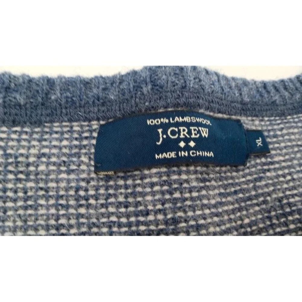 J.Crew XL 100% Lambswool Sweater Blue Gray Textured Knit Dolman Boatneck